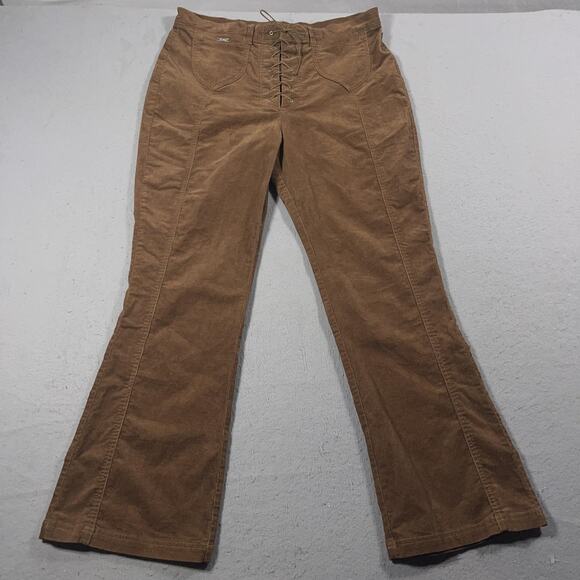Revolt Jeans Co‎ Pants Womens 22 Corduroy Flare Lace Up Boho Retro Y2k Stretch - Picture 1 of 10